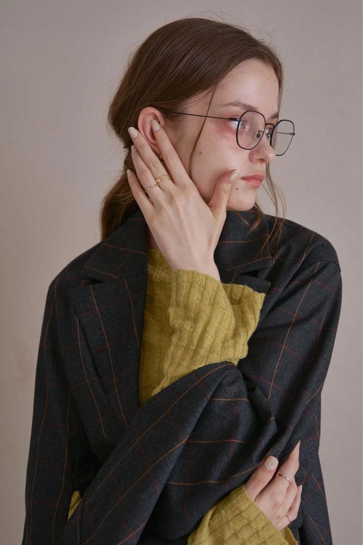 【新品タグ付き】PINUE スリットスリーブジャケット GRAY