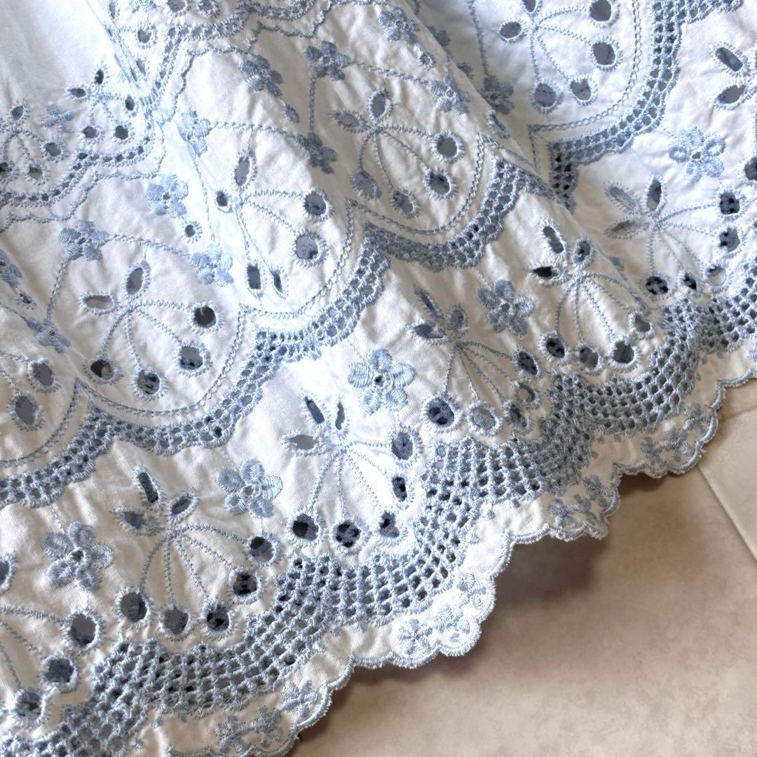 【極美品】ピンクハウス さくらんぼ刺繍 ロングフレアスカート コットン レース