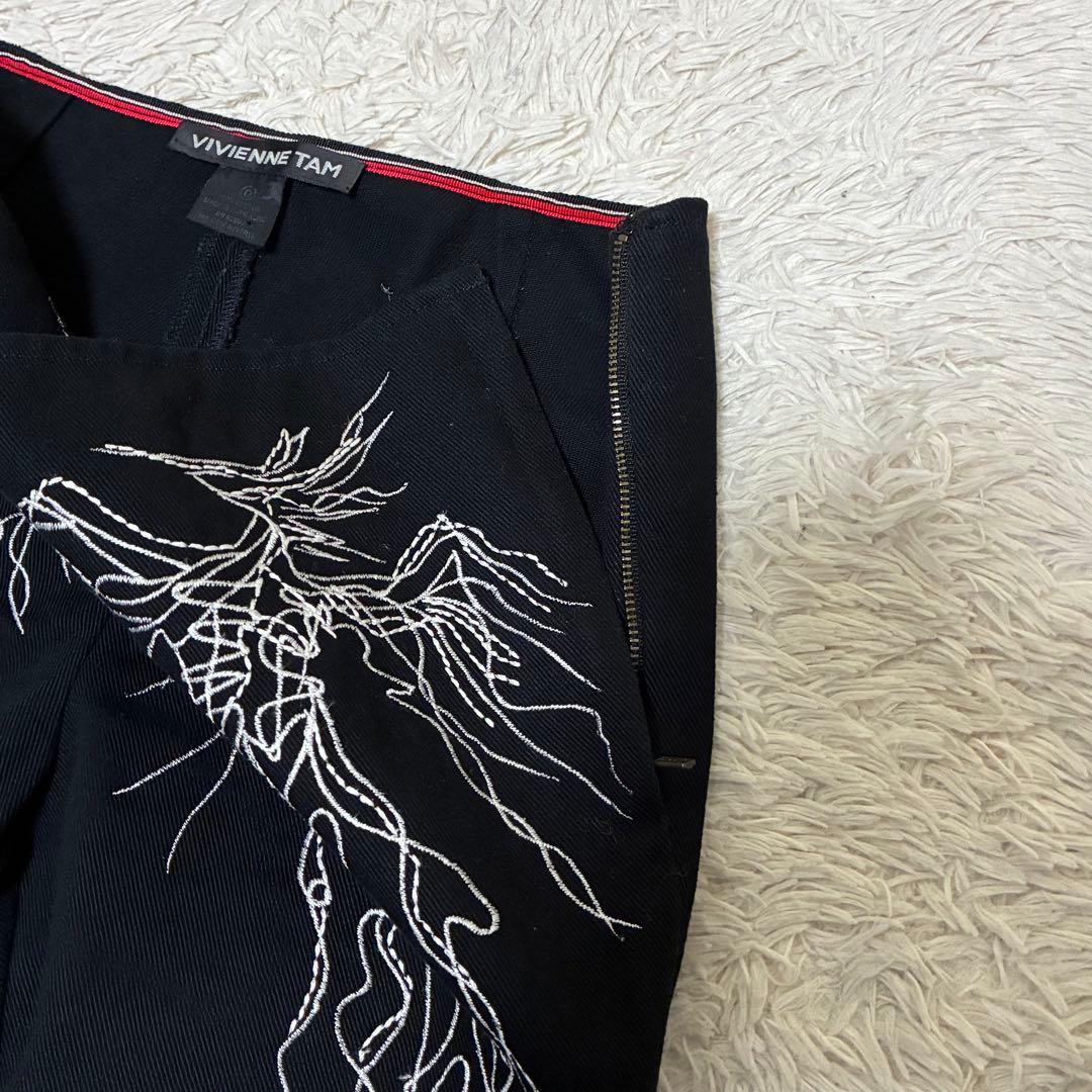 VIVIENNE TAM 鳳凰 不死鳥 バード 刺繍 ブラック デニム パンツ
