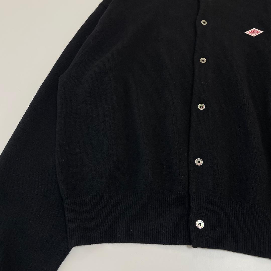 美品♡ ダントン ラムウール クルーネックニットカーディガン ブラック 36