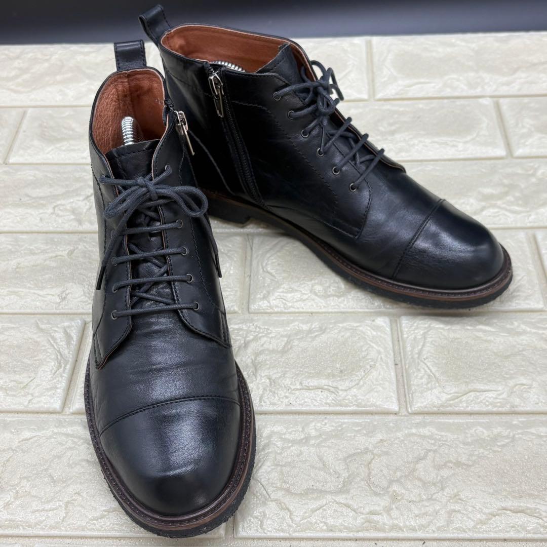 【美品】マーガレットハウエルアイデア レースアップブーツ 23.5 サイドジップ
