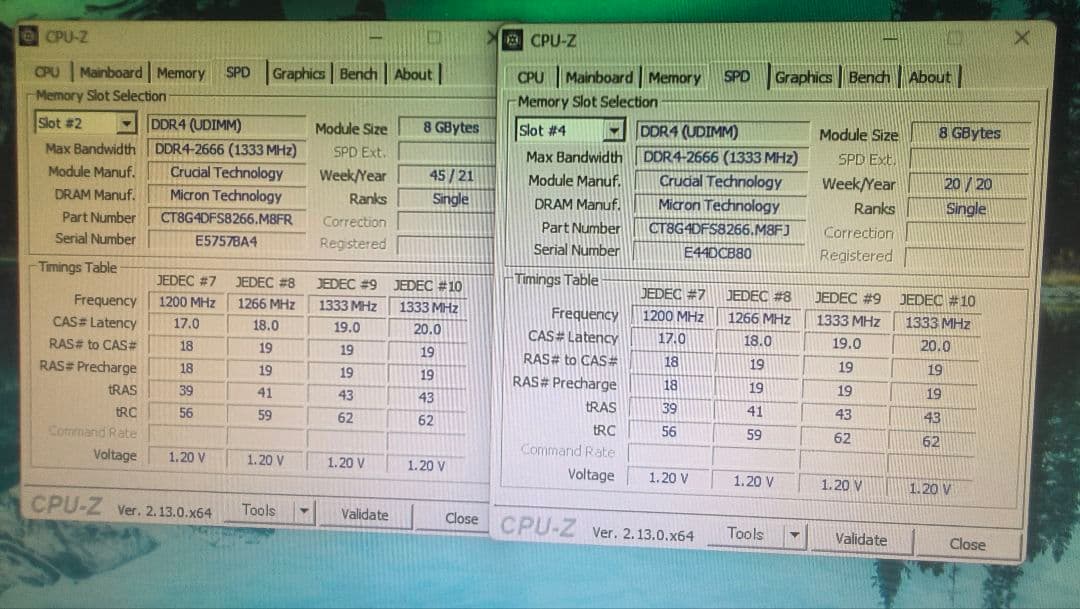 DDR4 8GBx2枚 16GB DDR4-2666 動作確認済み ⑥