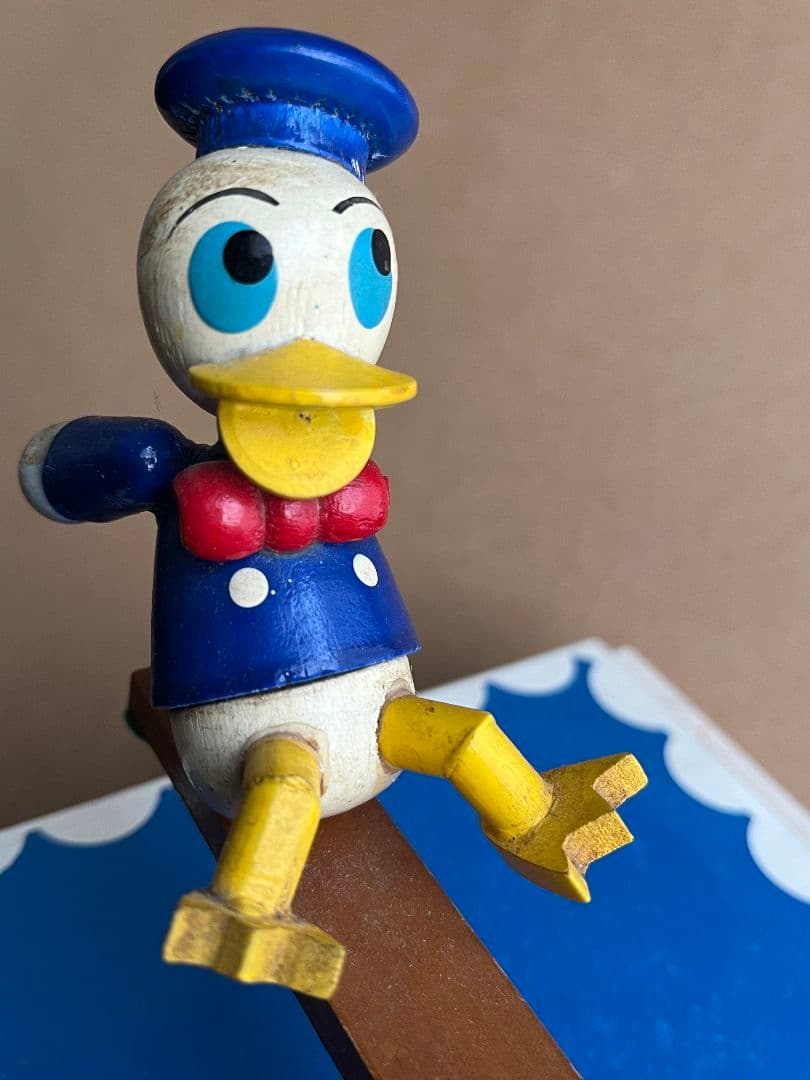 希少正規品！ウォルトディズニー 木製からくりオルゴール 引出し小物入れドナルド