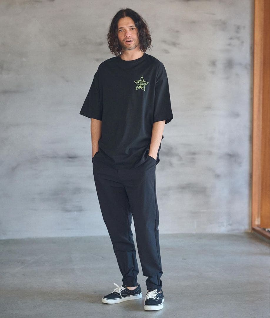 CAMBIO ハイストレッチナイロンテーパードパンツ M ネイビー