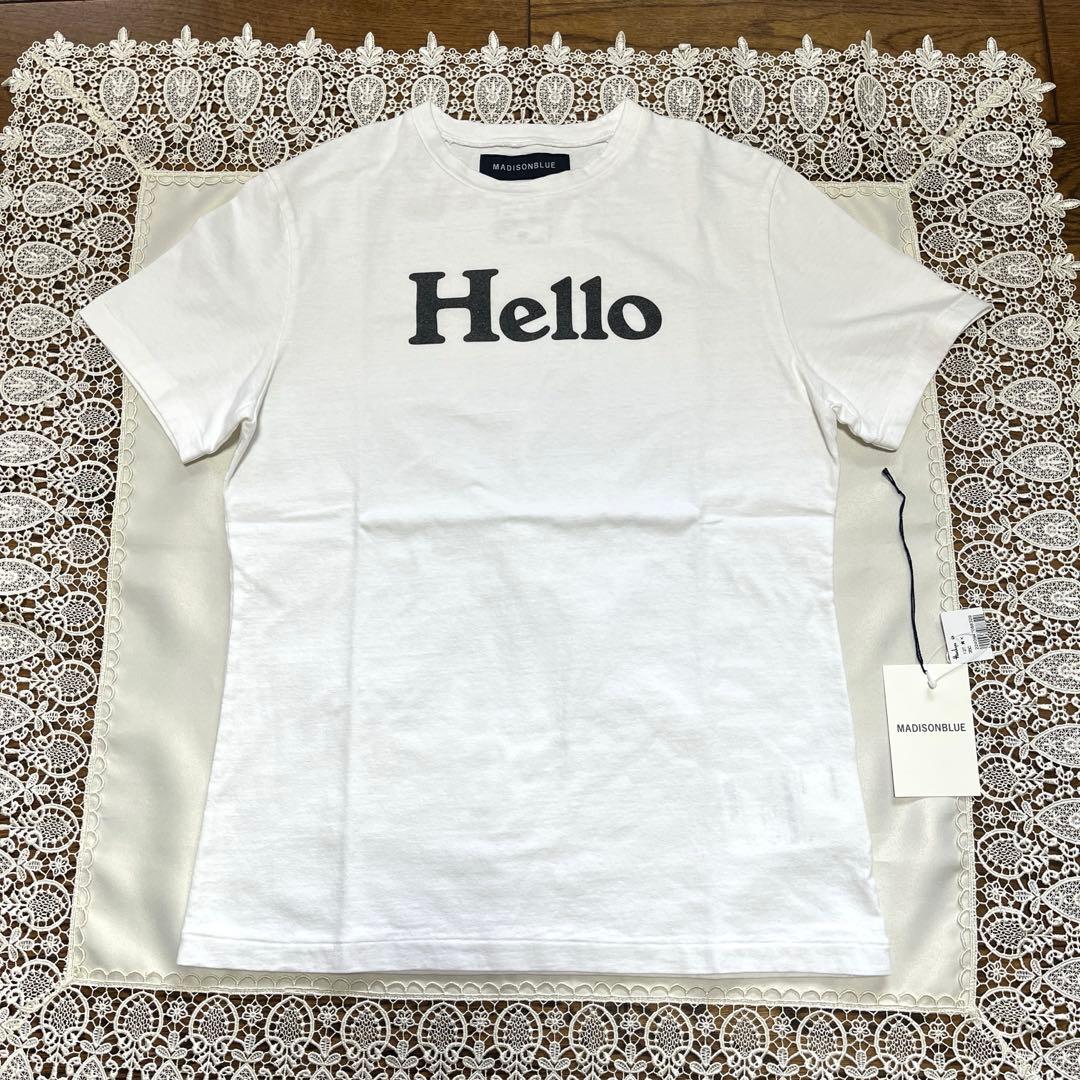 ★マディソンブルー★Hello Tシャツ★ホワイト 01（S）サイズ 阪急購入