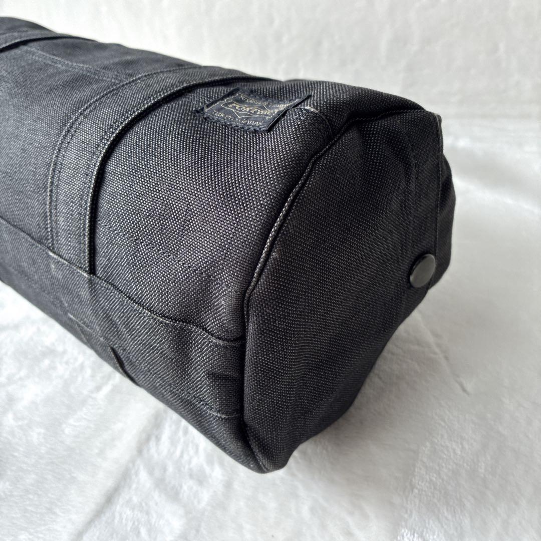 美品 ポーター PORTER スモーキー ミニボストン ドラムバッグ 黒 デニム