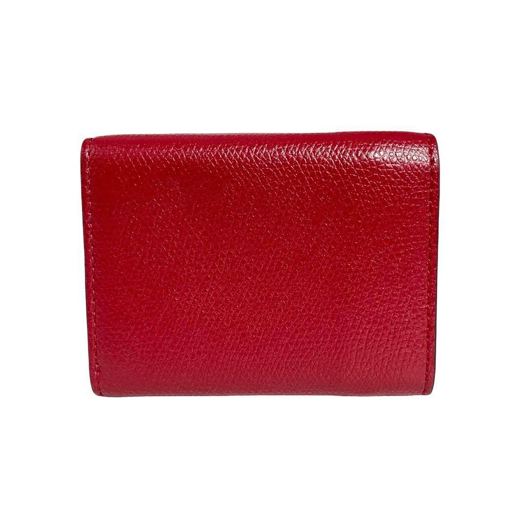 希少✨フェンディ 三つ折り財布 エフイズ FFロゴ 金具 レザー レッド