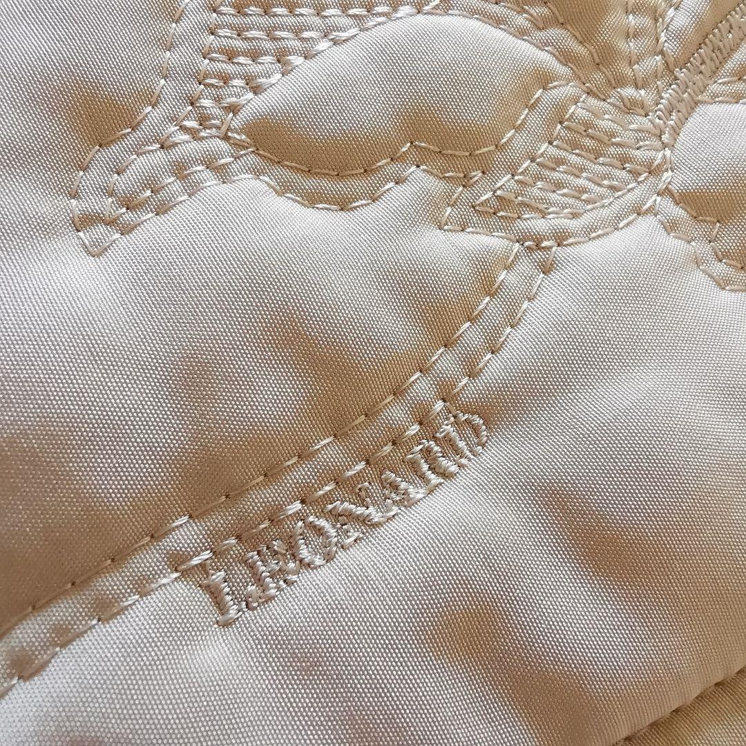 レオナール キルティング ロング コート シルク100% ロゴ フラワー 刺繍