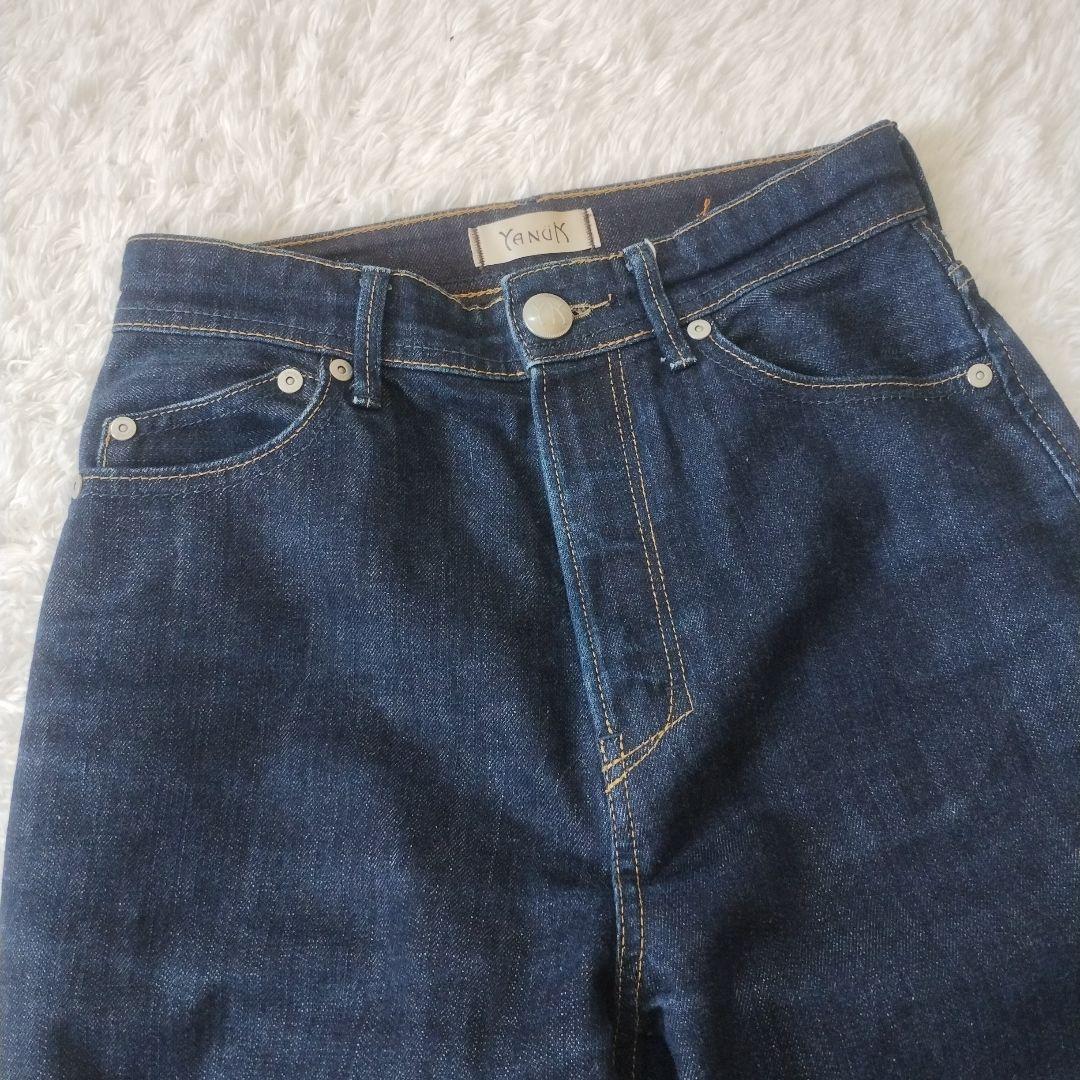 美品✨ヤヌーク　ボーイズストレート　LEA　デニムパンツ　ジーンズ　24　濃紺