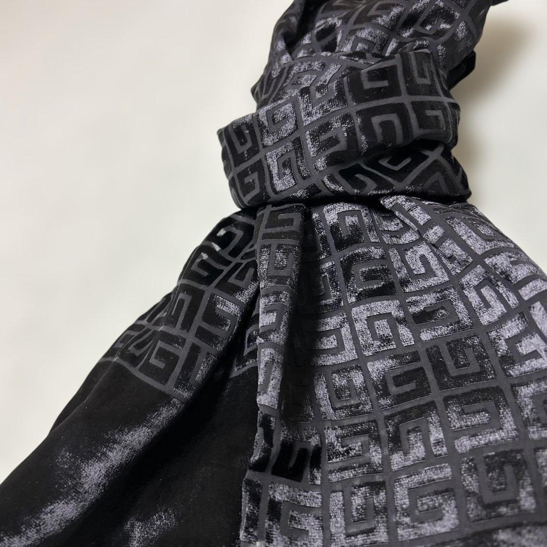 【再値下げ】美品 GIVENCHY 総柄4Gモノグラム ロングスカーフ 黒