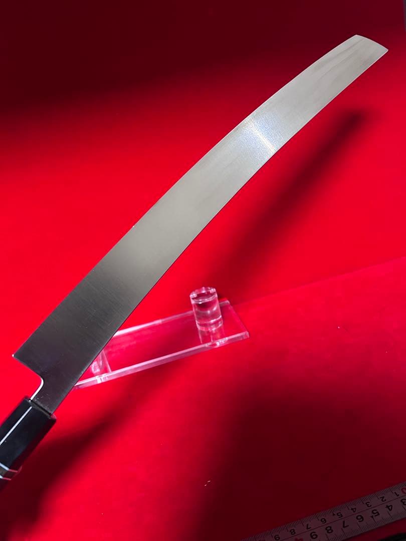 包丁　マグロ包丁　先丸　尺ニ　鬼反り　鏡面仕上げ　切味抜群　箱付　未使用品
