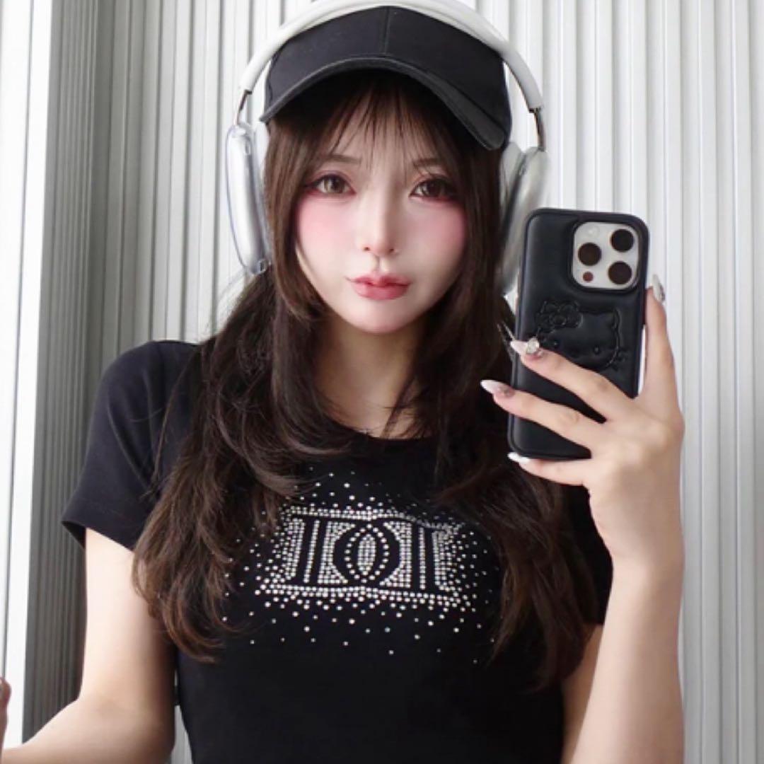 新品タグ付きdarich シャイニーDDロゴコンパクトTシャツ ブラック