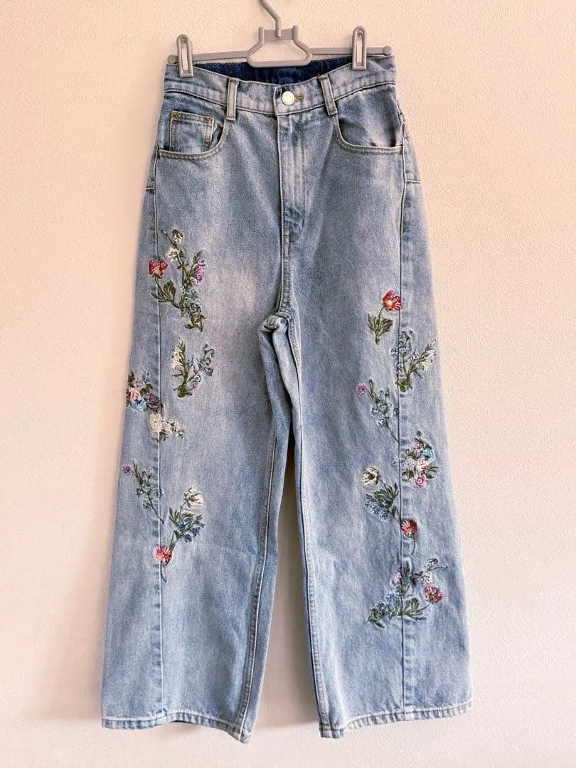 未使用品 26ss FRAY I.D フラワーエンブロイダリーデニムパンツ