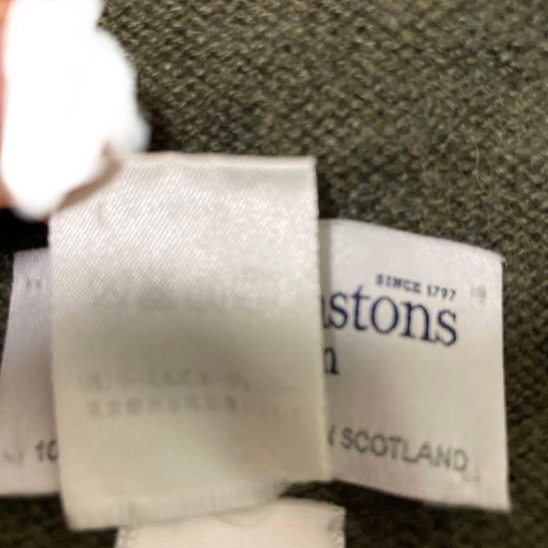 Johnstons of Elginカシミヤ100％ 大判ニットストール カーキ