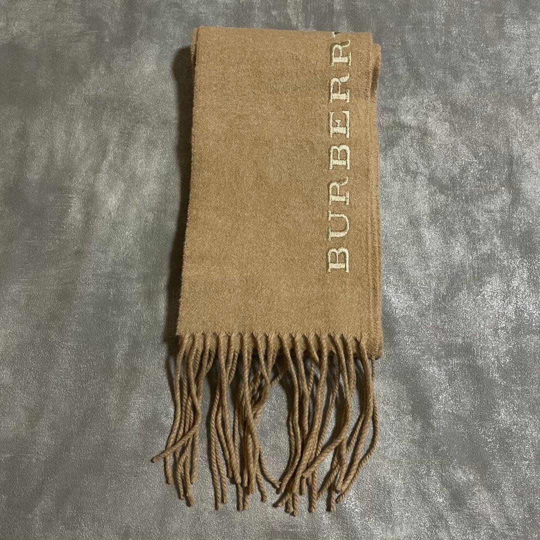 美品 BURBERRY バーバリー マフラー カシミヤ フリンジ ユニセックス