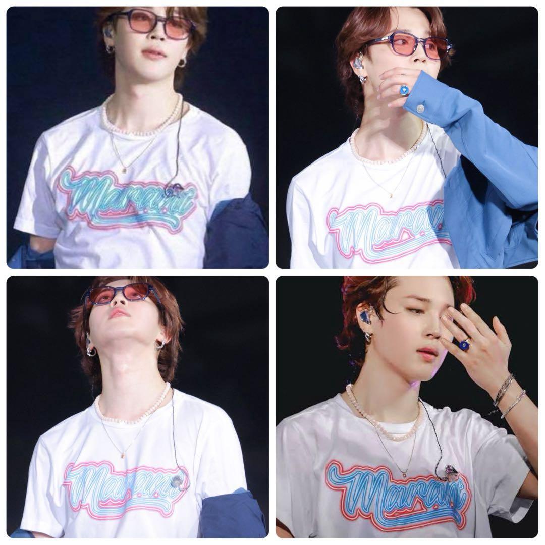 激レア希少！BTSジミン着用TシャツISABEL MARANTロゴTシャツ半袖白