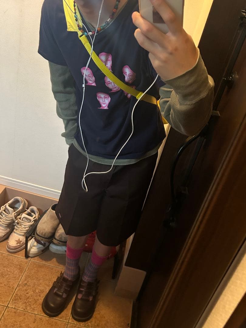 Araki 24ss SINREI Tシャツ Msize - navy×pink