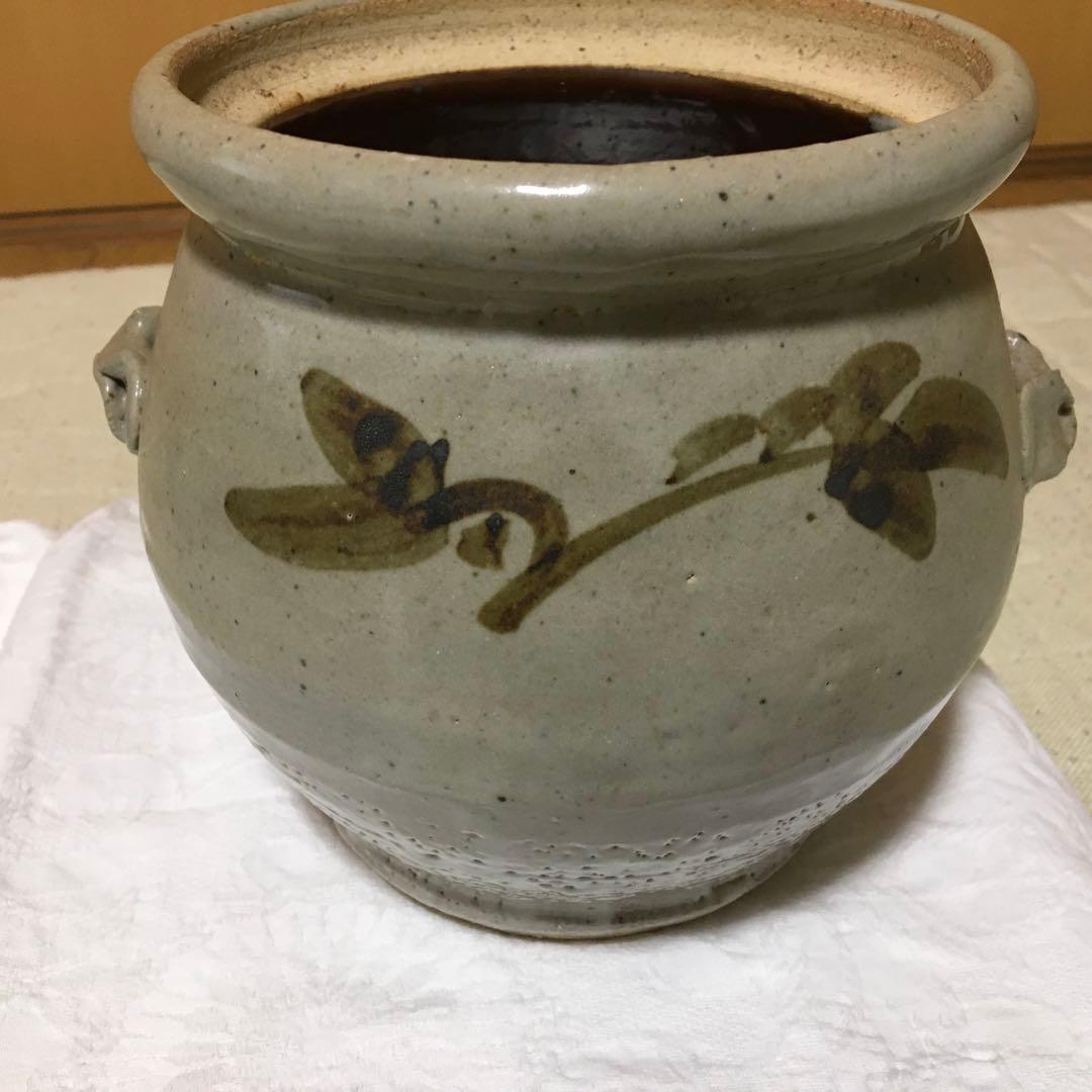 益子焼　三村北土　耳付き水指　茶道　未使用　アンティーク