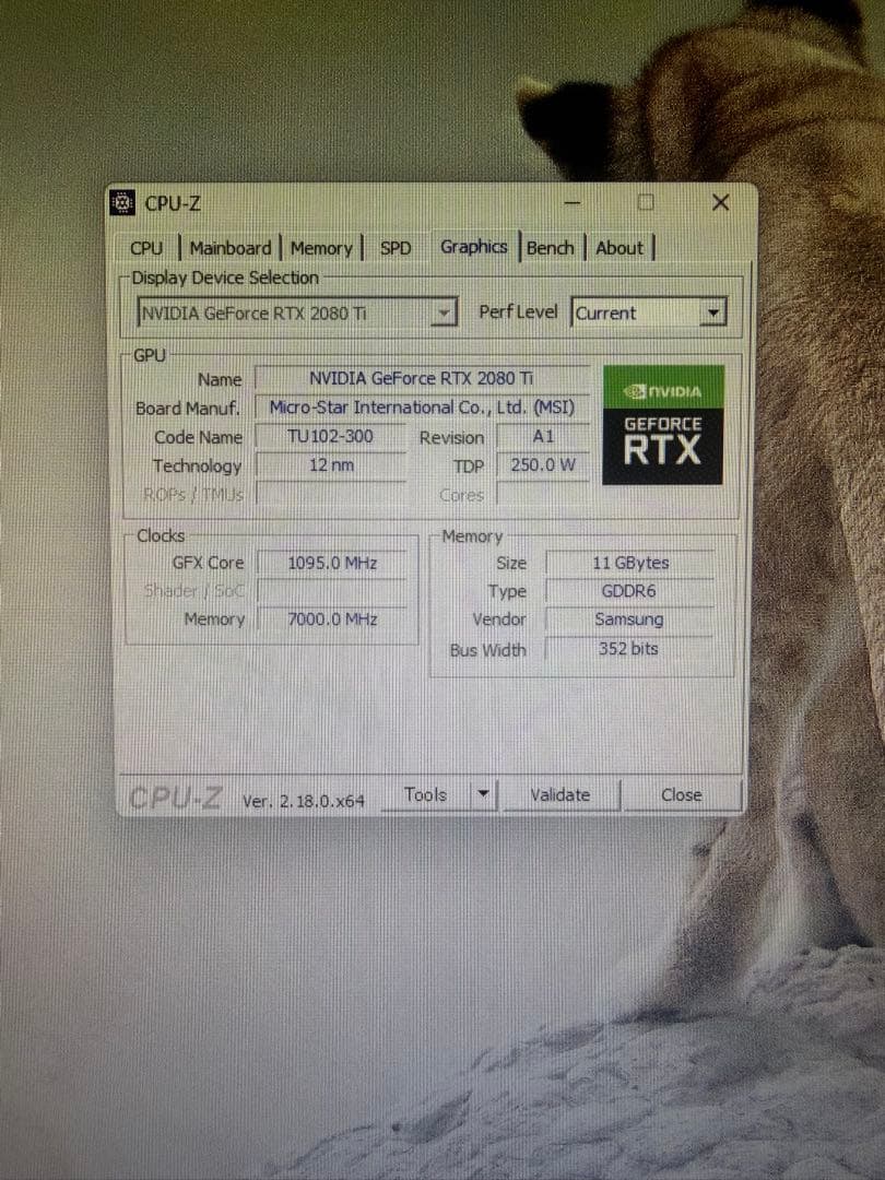 MSI製 RTX2080Ti（VRAM 11GB）動作確認済・美品