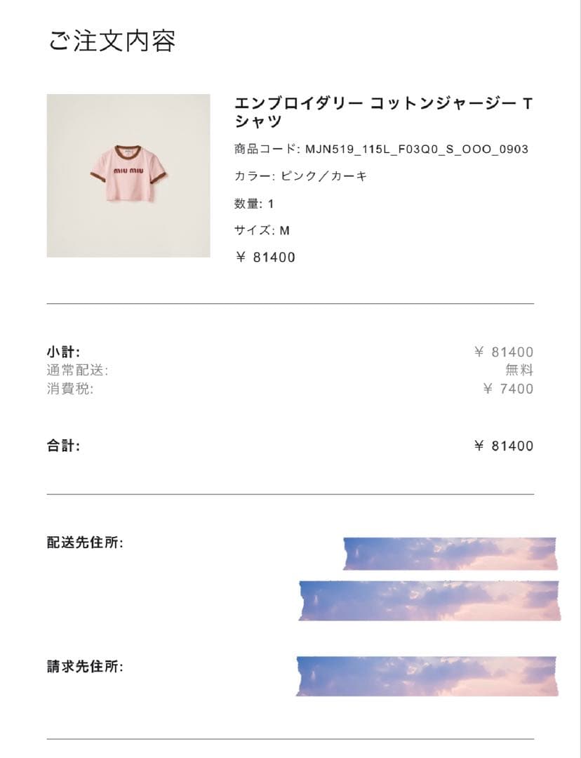 miu miu エンブロイダリー コットンジャージー Tシャツ