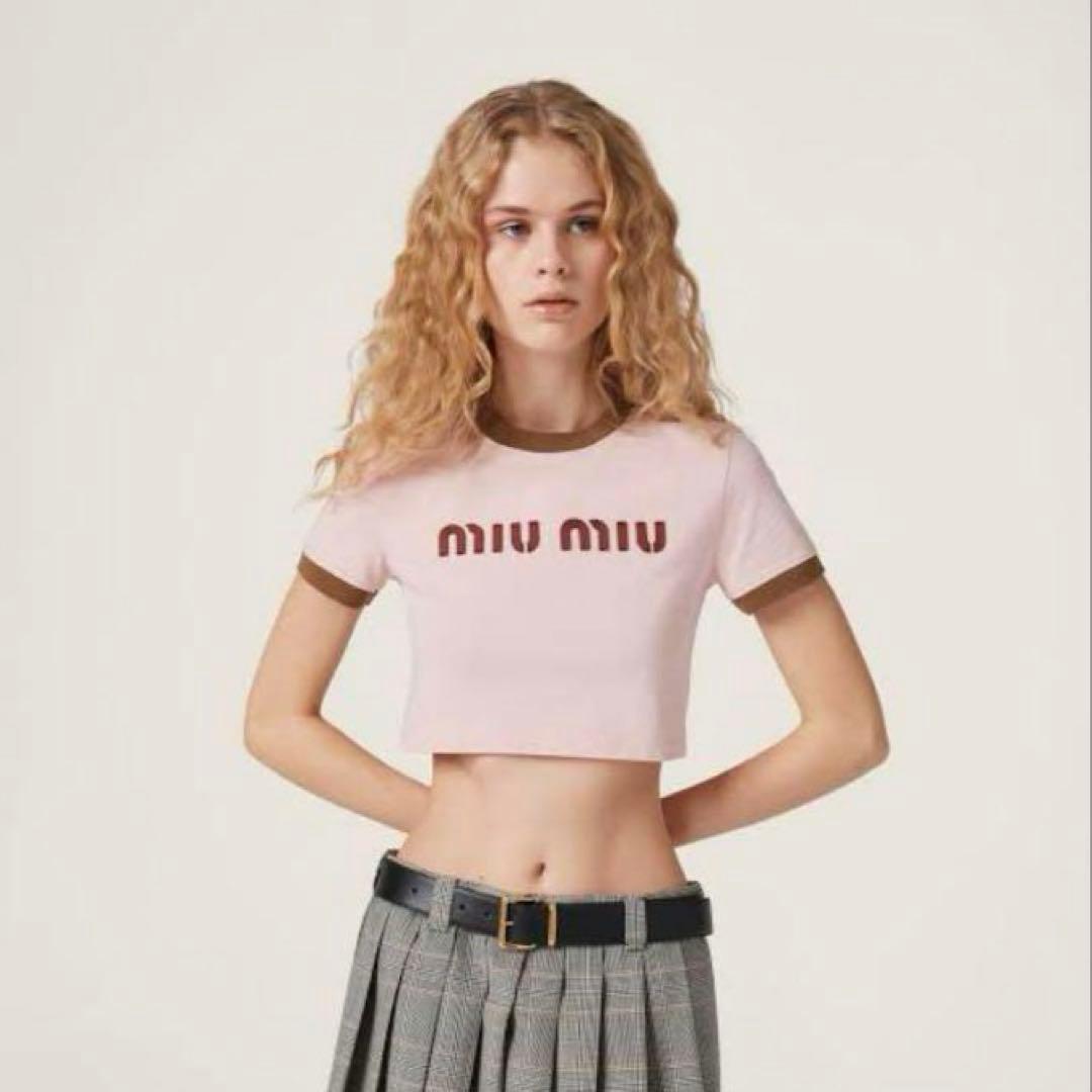 miu miu エンブロイダリー コットンジャージー Tシャツ