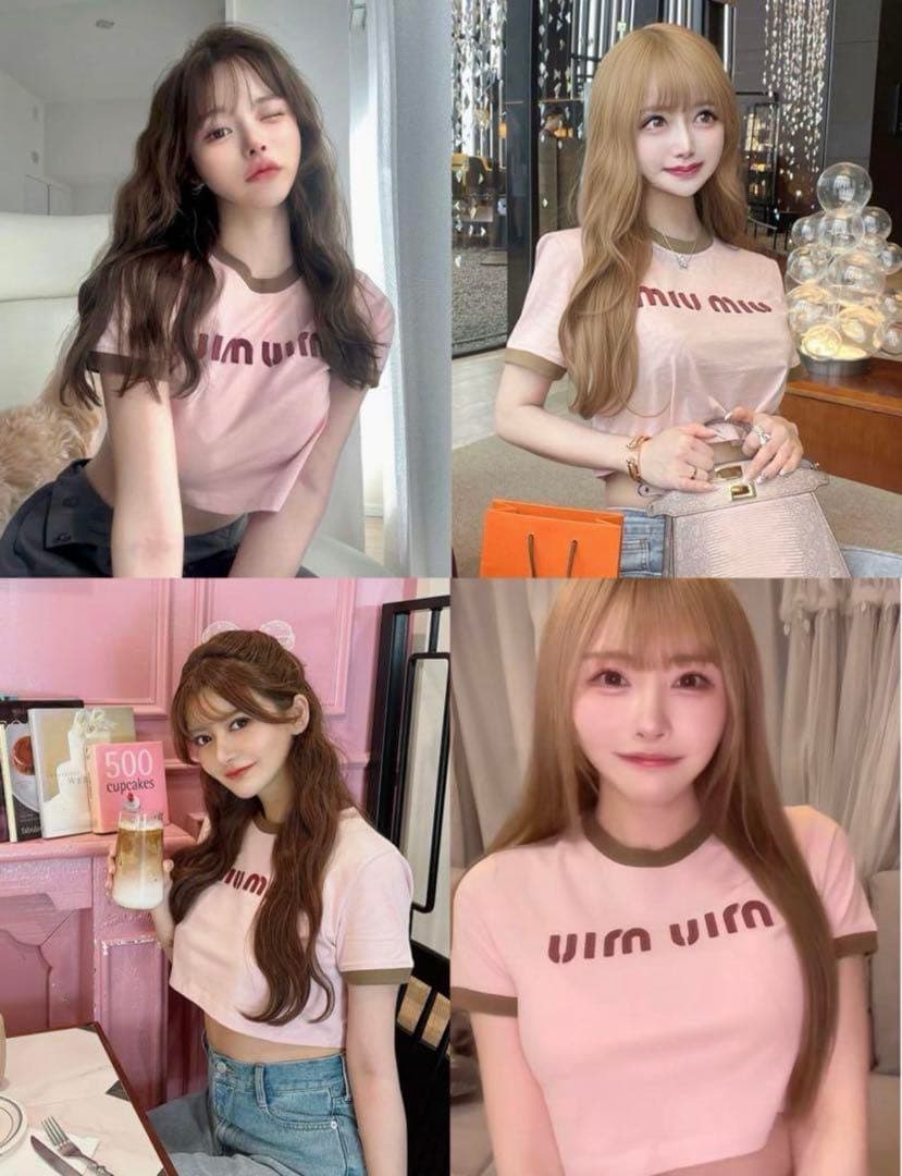 miu miu エンブロイダリー コットンジャージー Tシャツ