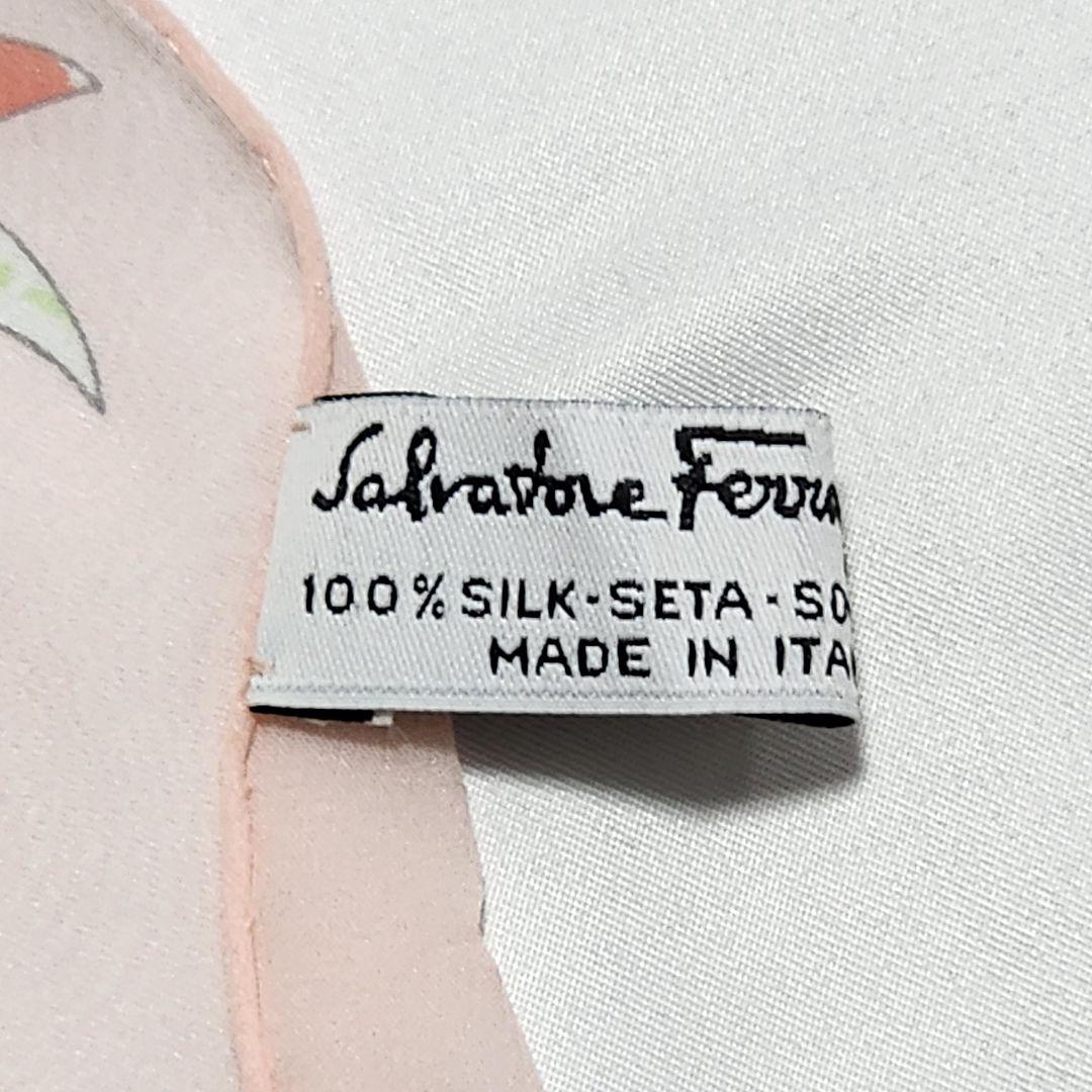 未使用品 ★Ferragamo★ ストール シフォン ガンチーニ リボン ピンク
