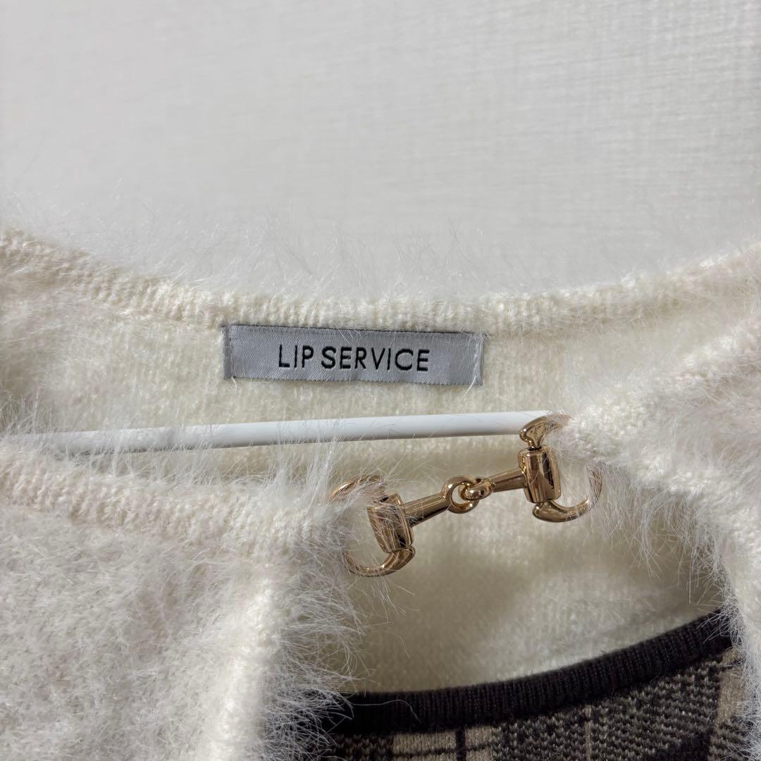LIPSERVICE フェザーチェックアンサンブルワンピース フレア ブラウン