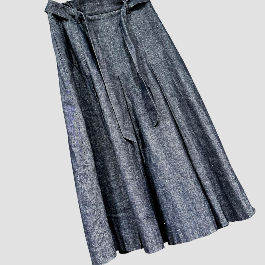 MaxMara Studio フレアスカート ミモレロング　麻　リネン7.15万