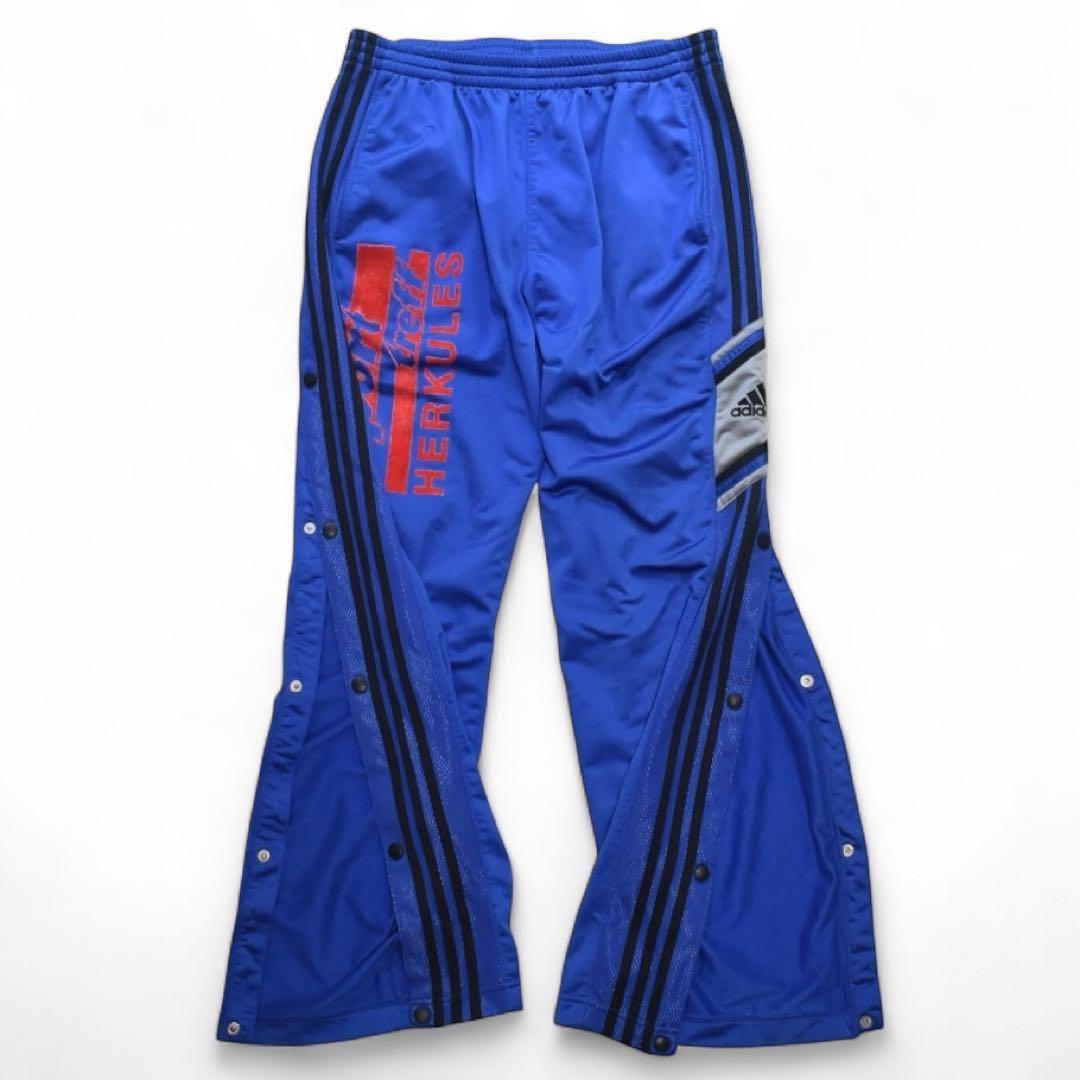 希少✨90s adidas フロッキー サイドスナップ トラックパンツXLブルー