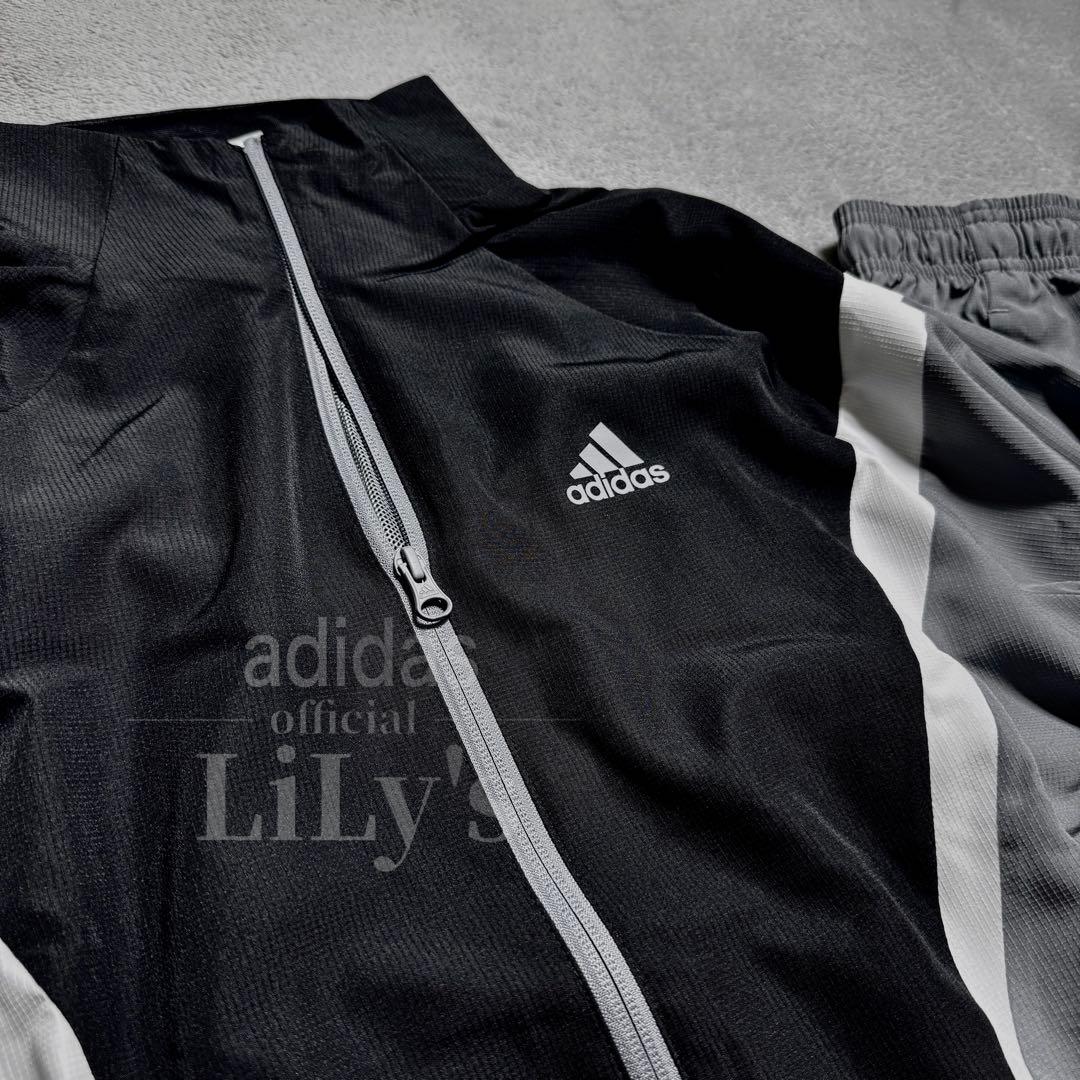 【Ｍサイズ】adidas上下セットアップ　グレー　ブラック　ウーブン　ウインド