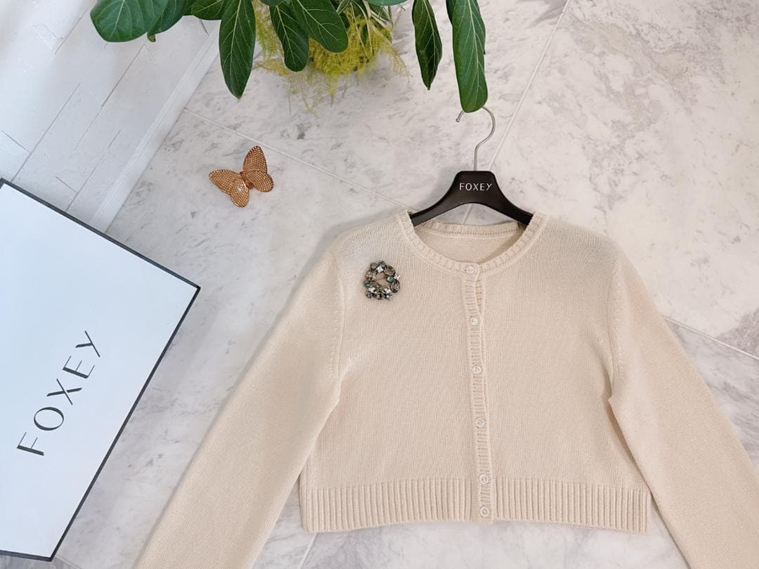 極美品★FOXEY/フォクシー カーディガン レモネード カシミヤ素材40