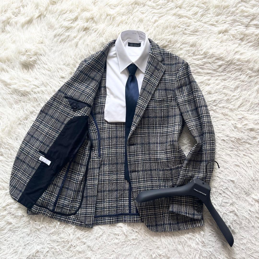 <美品>TAGLIATORE モノトーン 春夏ツイード ジャケット サイズ48