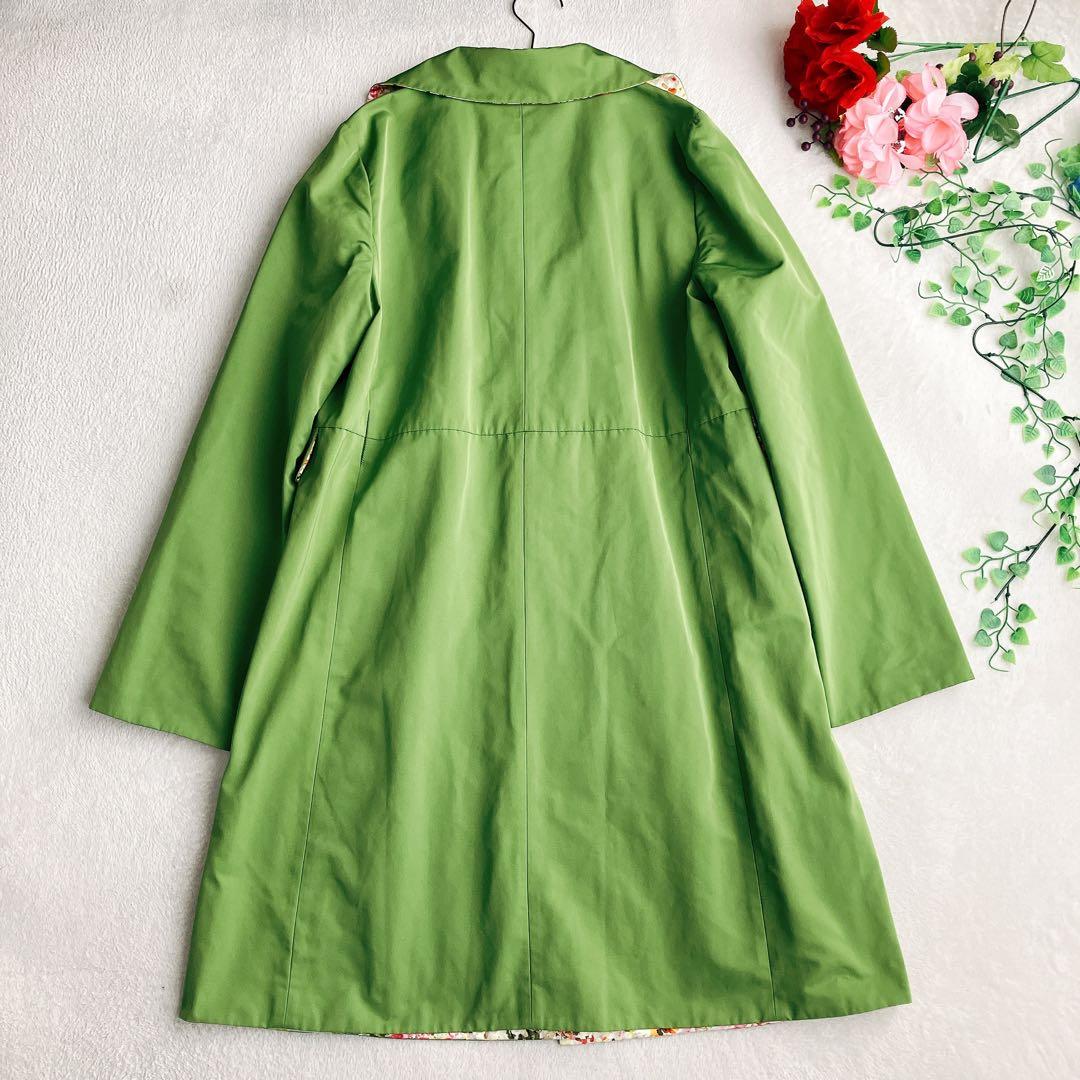 【美品】トゥービーシック★リバーシブル ステンカラーコート 花柄 総柄 Aライン