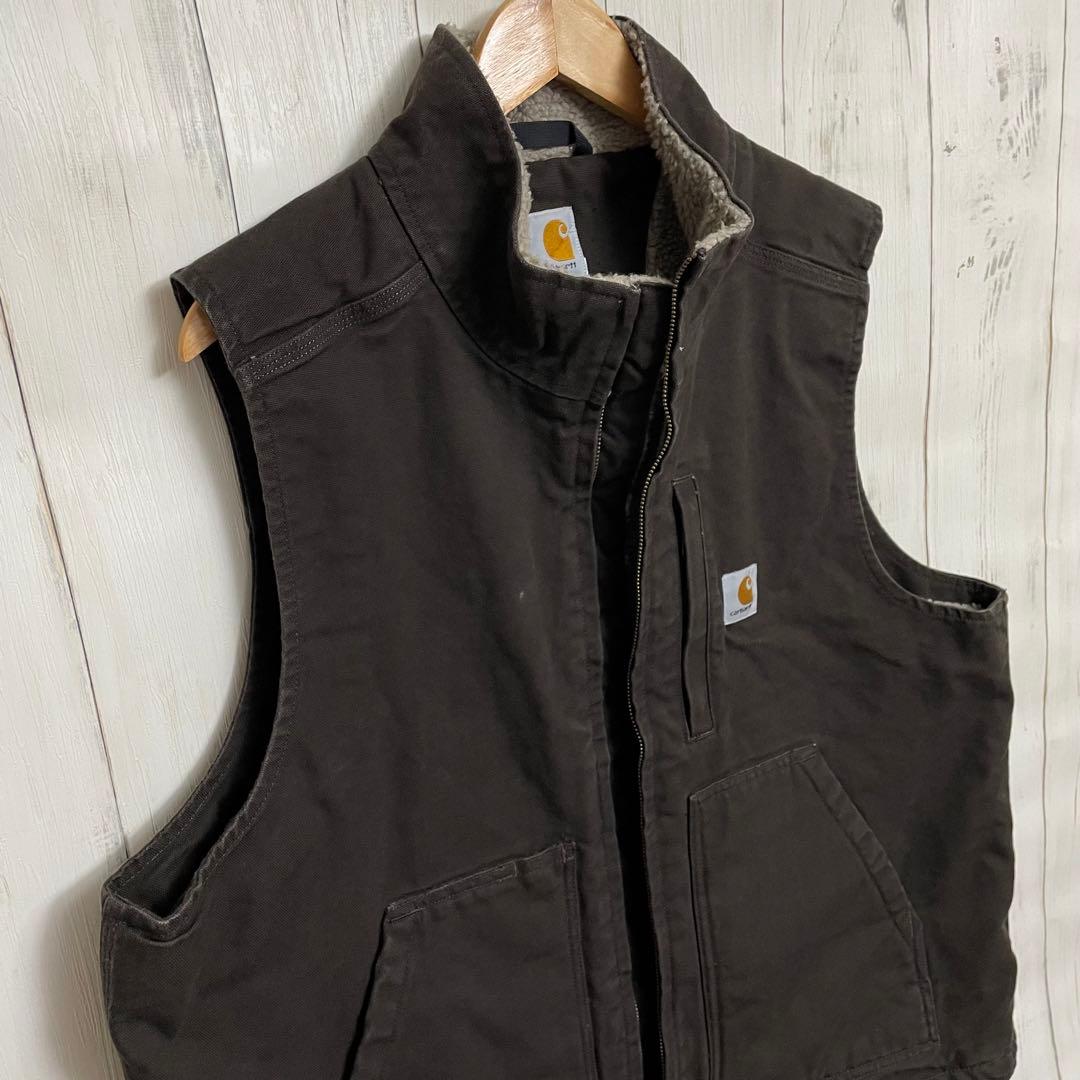 Carhartt カーハート 刺繍ロゴ ダック ボア ベスト ジャケット XL