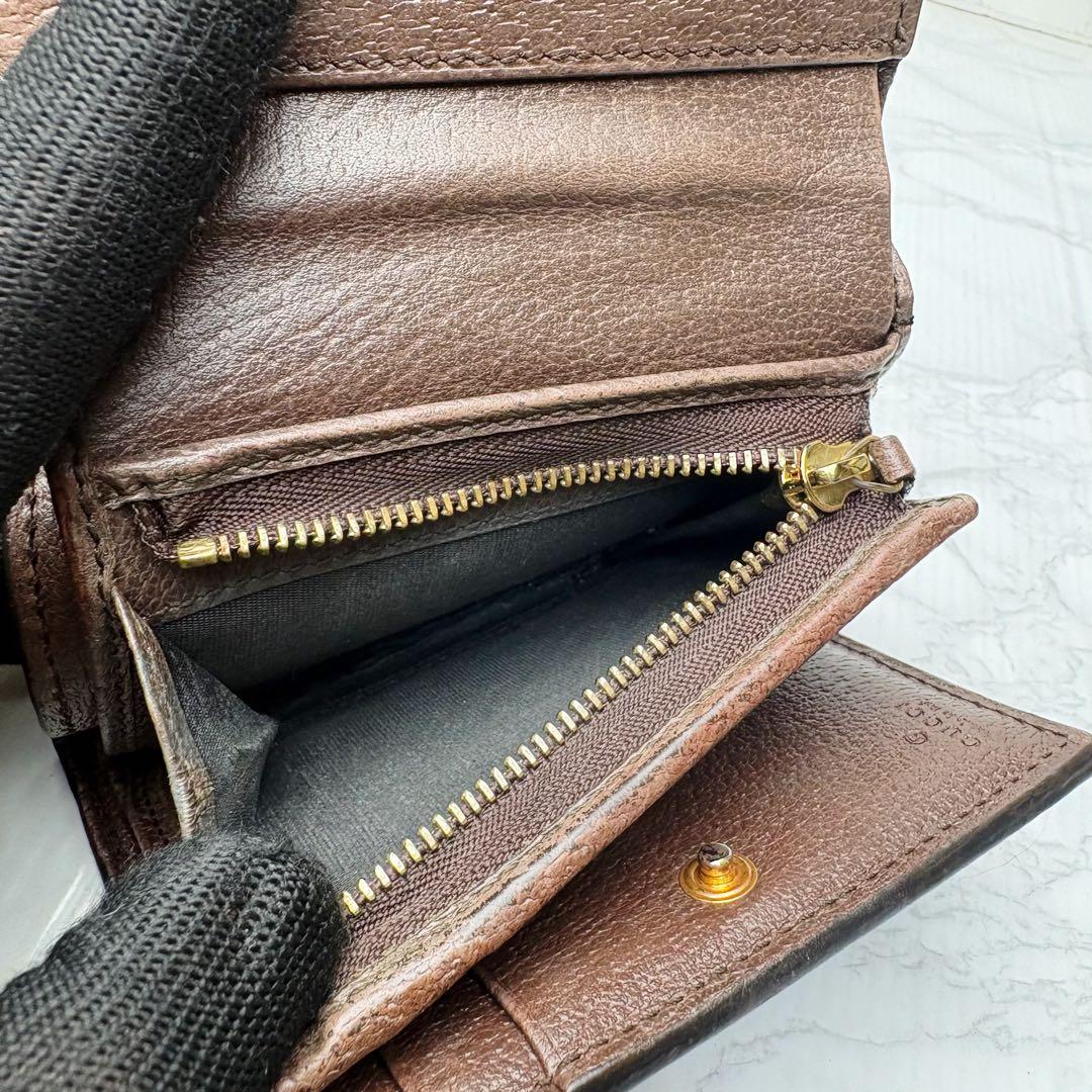01 美品 GUCCI シェリーライン プチマーモント 三つ折財布 ux2