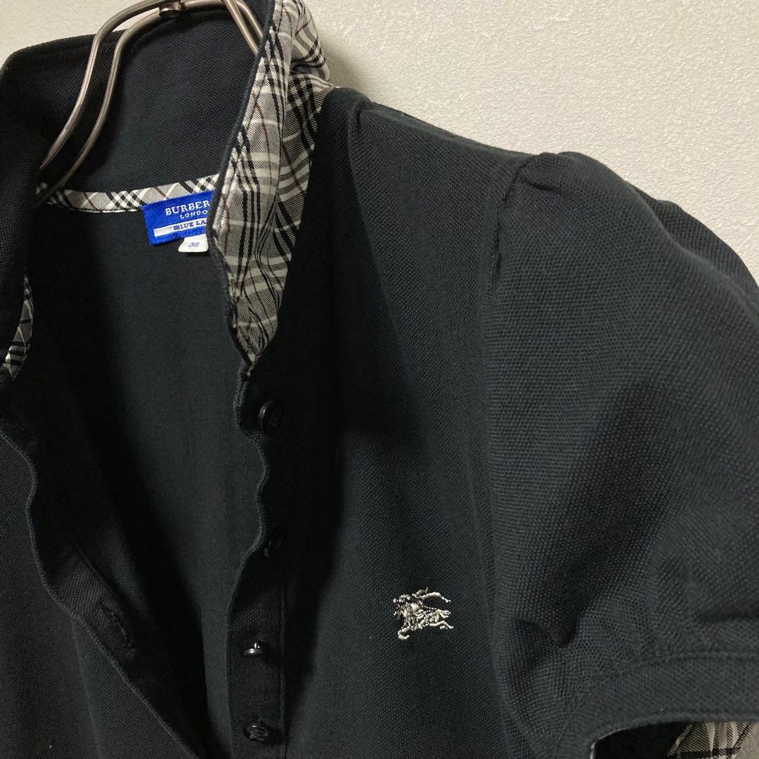 BURBERRY バーバリー BLUE LABELブルーレーベルポロシャツ黒M
