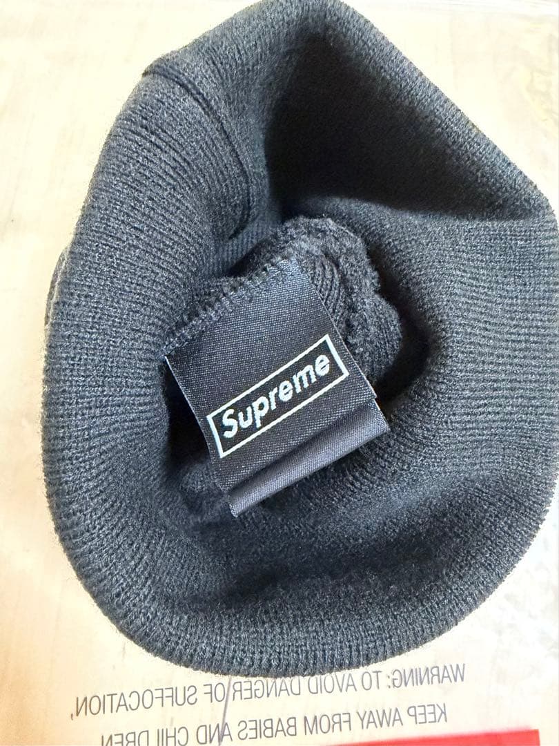 supreme ビーニー ニット帽 ボックスロゴ ブラック