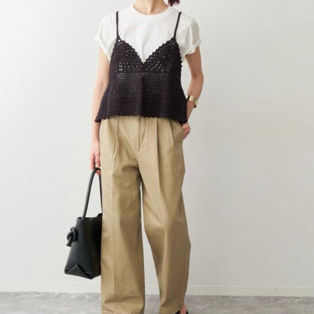 【spic＆span 】　クロシェニットキャミソール　黒