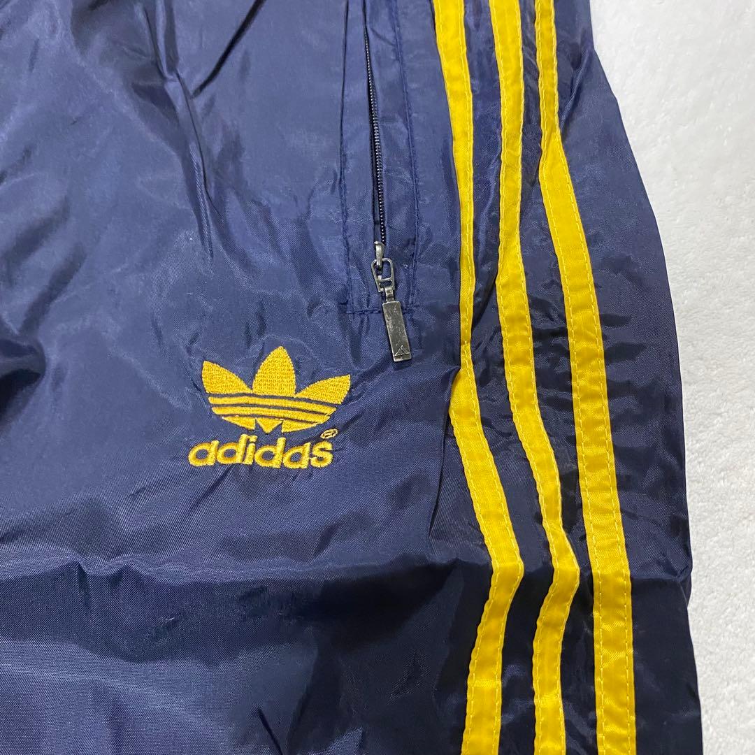adidas アディダス 90s ナイロン パンツ 紺×黄色