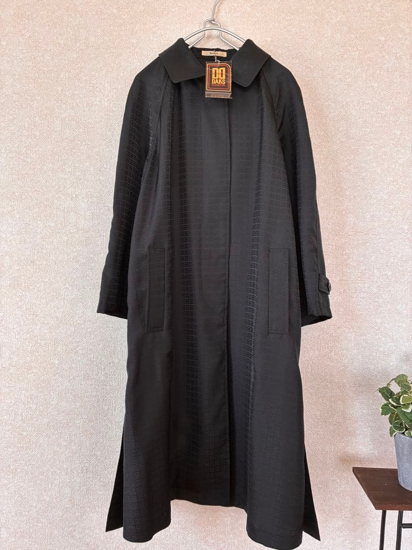 【未使用】DAKS LONDON コート 黒 ロゴ総柄 ジャガード 11AR