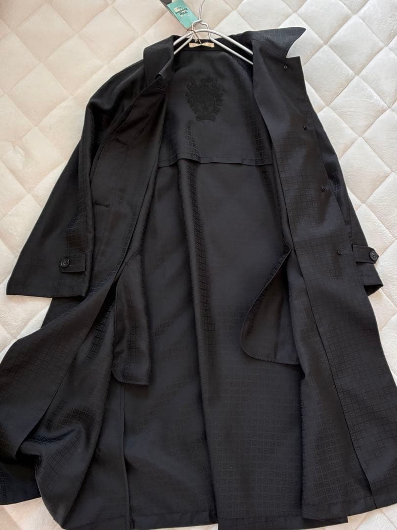 【未使用】DAKS LONDON コート 黒 ロゴ総柄 ジャガード 11AR
