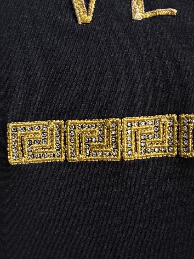 VERSACE メデューサラインストーン刺繍Tシャツ