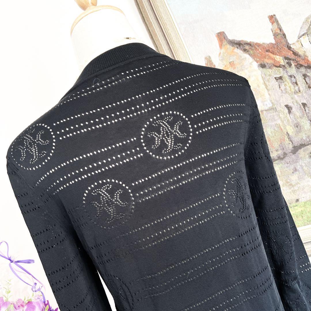 極美品　HERMESエルメス Hリフト パンチングロゴ カーディガン ブラック