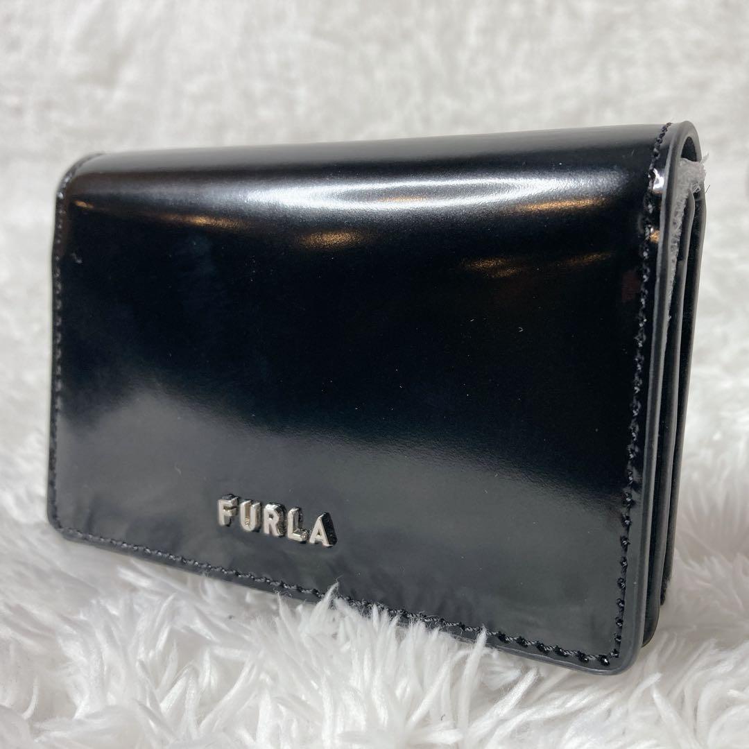 【未使用級】FURLA フルラ ブラック 黒 名刺入れ エナメル レディース