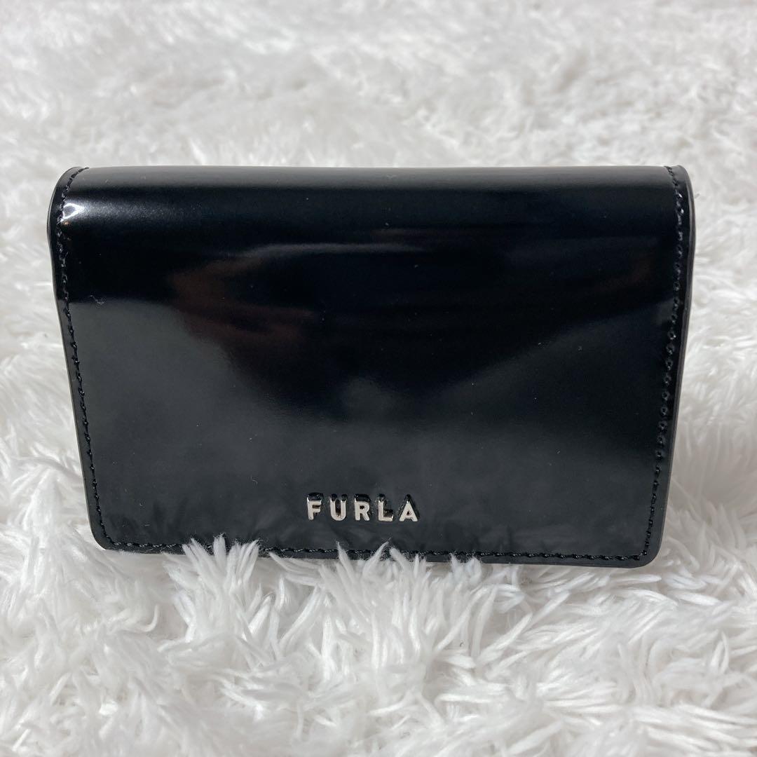 【未使用級】FURLA フルラ ブラック 黒 名刺入れ エナメル レディース