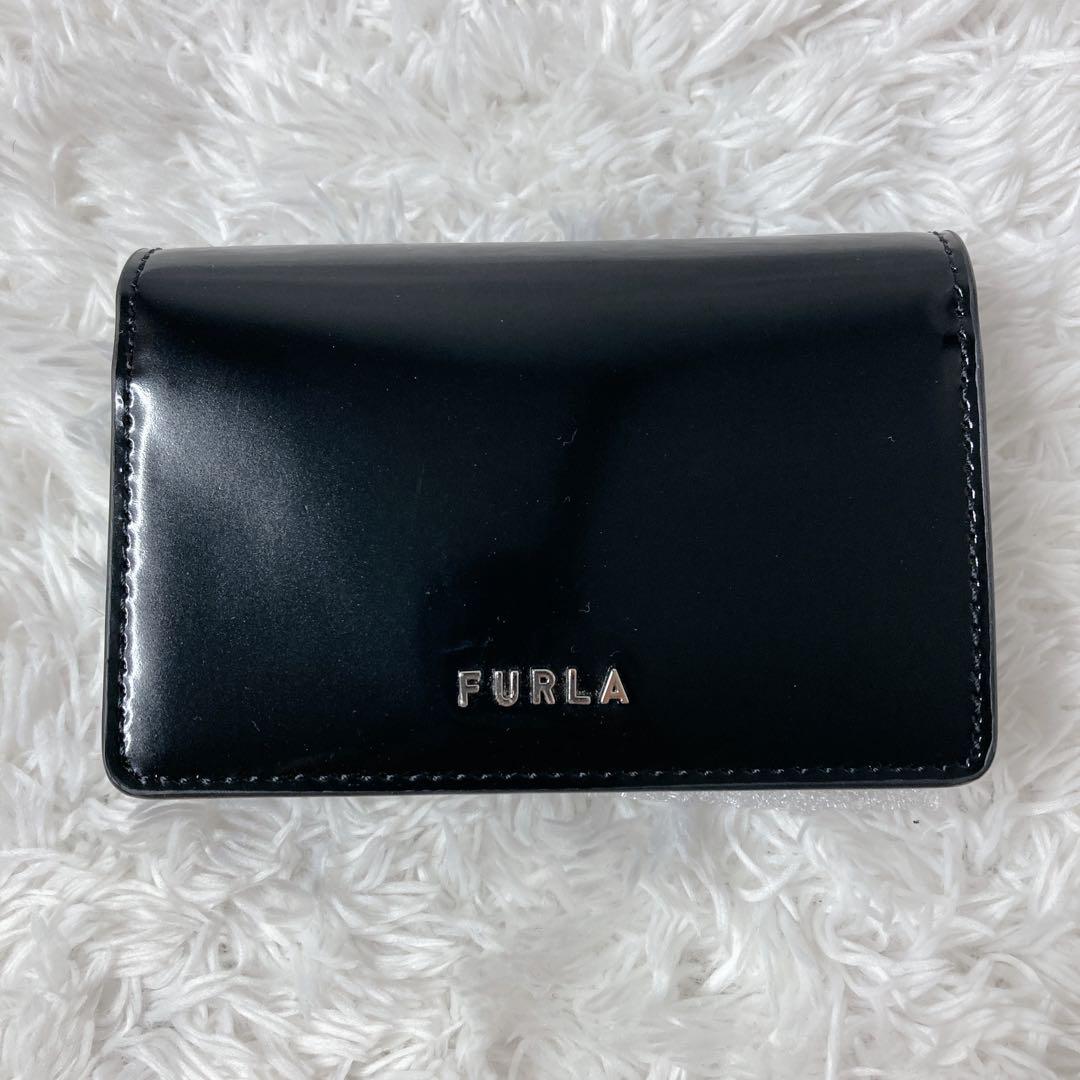 【未使用級】FURLA フルラ ブラック 黒 名刺入れ エナメル レディース