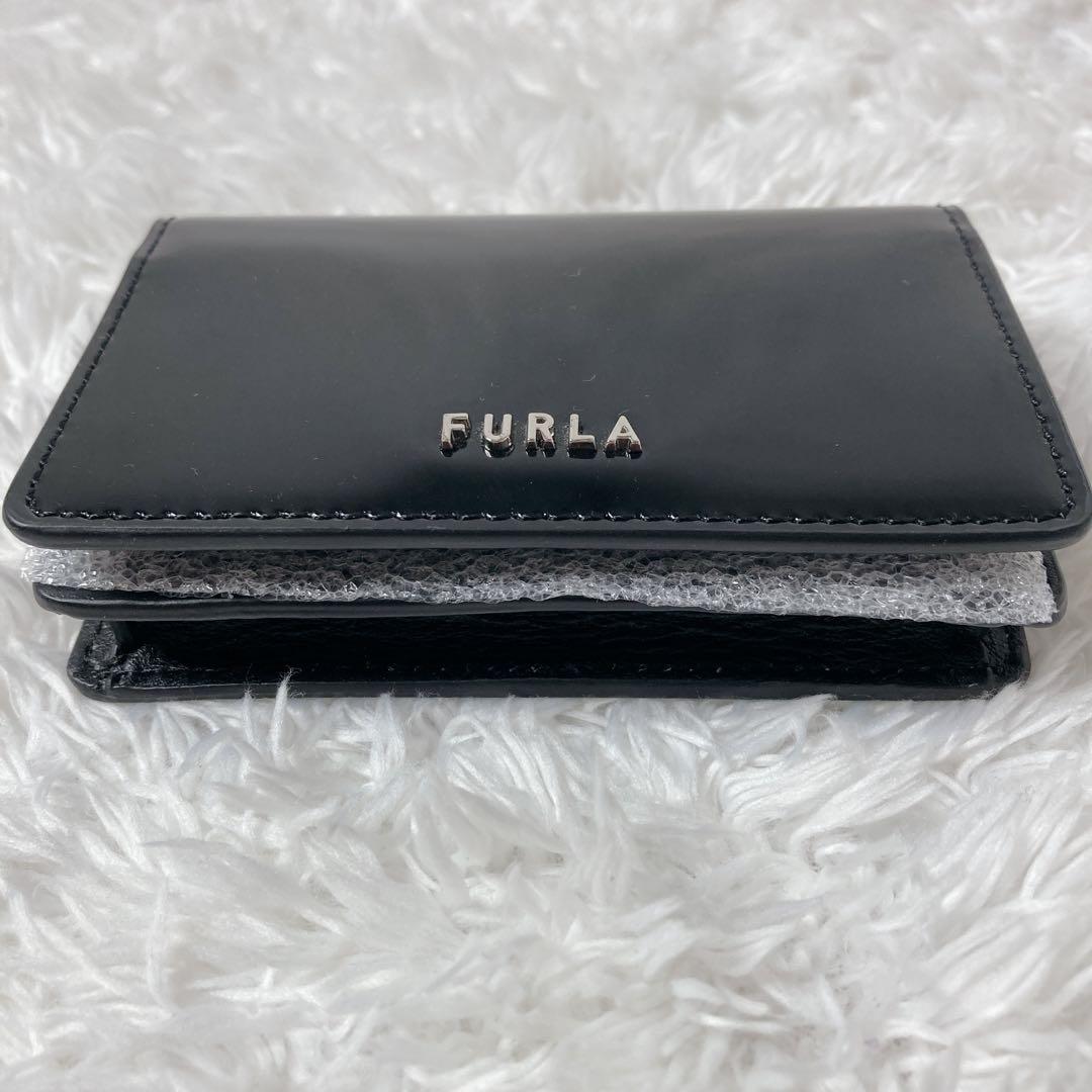 【未使用級】FURLA フルラ ブラック 黒 名刺入れ エナメル レディース