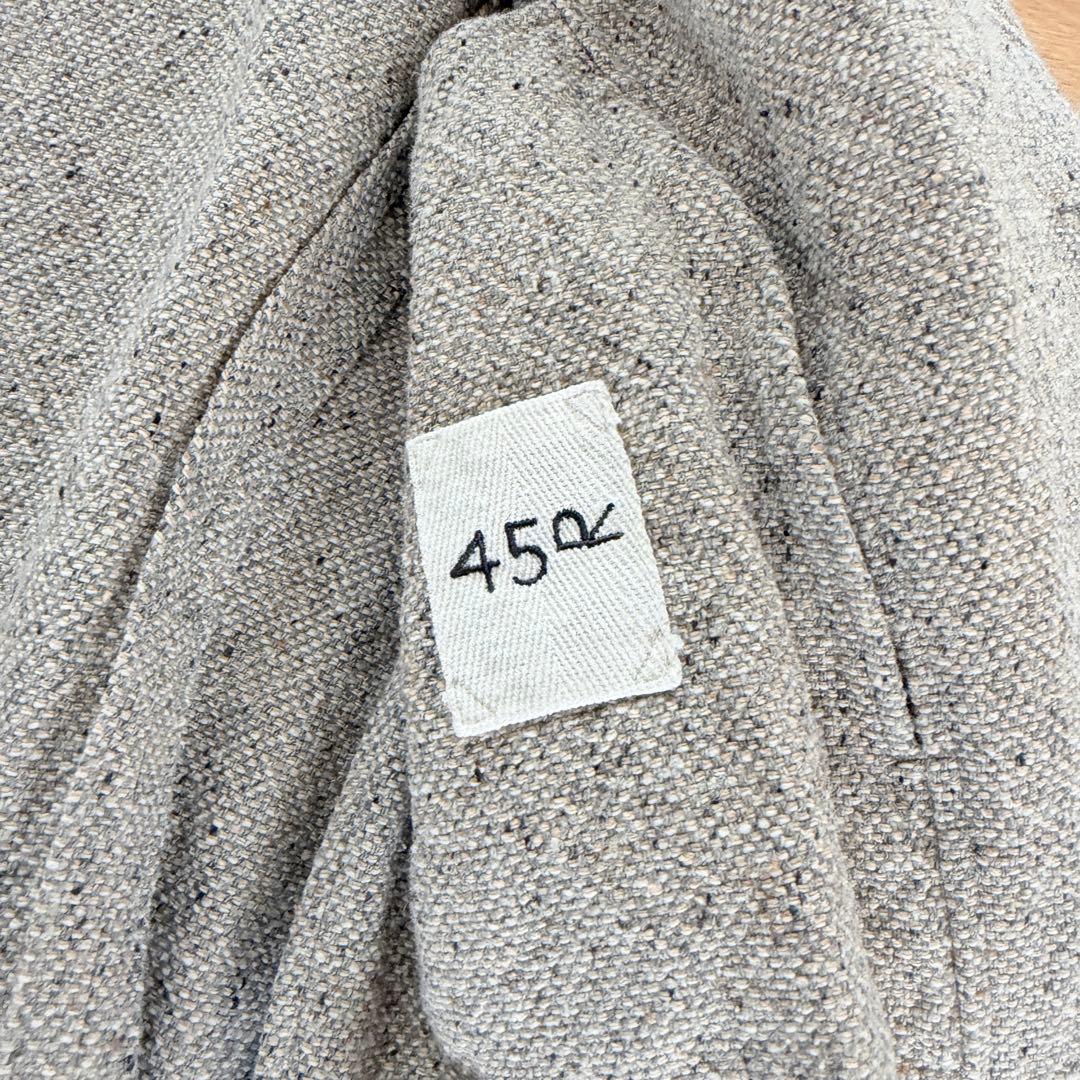 美品✨45R マオカラーツイードジャケット　R刺繍　杢グレー　2Way 袖ロゴ