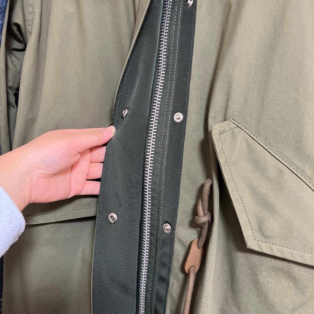 sacai デニムモッズコート フード付き